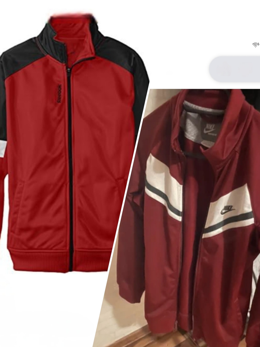 Nike Maroon and Black Zip-Up Track Jacket & Reebok Zip Up Jacket